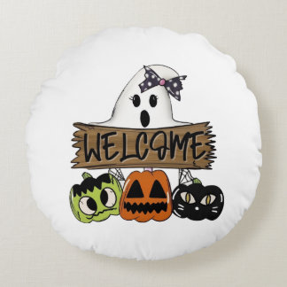 Coussins Ronds Oreiller rond de bienvenue Halloween personnalisé