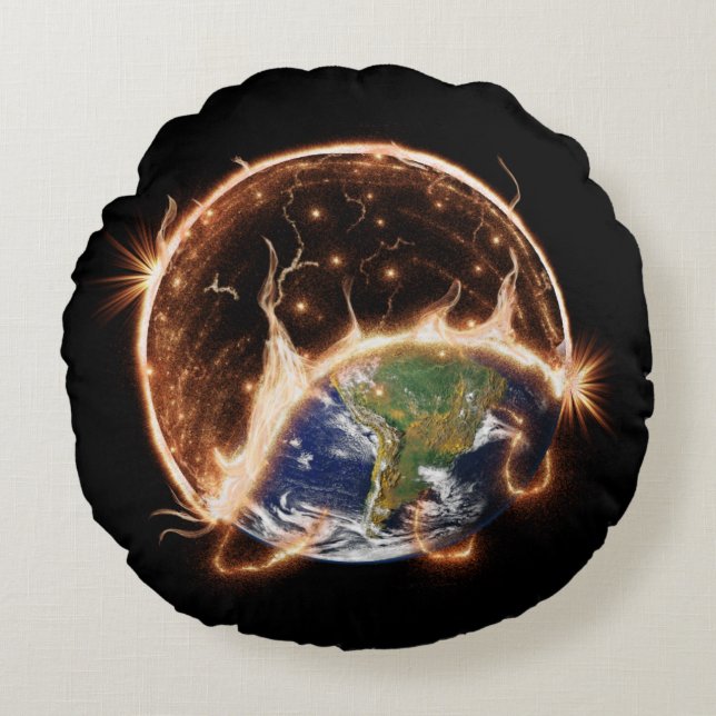 Coussins Ronds Oreiller rond de fin du monde. (Devant)