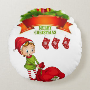 Coussins Ronds Oreiller rond de Noël, Elfe