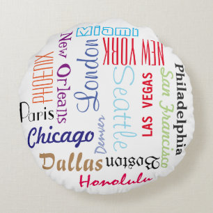 Coussins Ronds Oreiller Rond, Destinations de Voyage de Ville Per