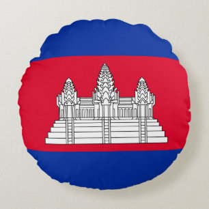 Coussins Ronds Oreiller rond du drapeau patriotique cambodgien