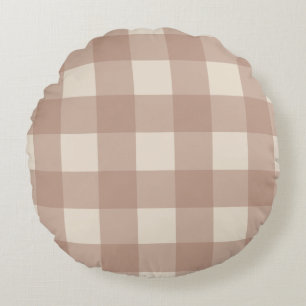Coussins Ronds Oreiller rond en gingham neutre et chaud