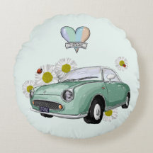 Oreiller rond Figaro vert émeraude