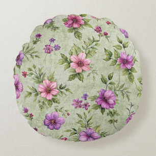 Coussins Ronds "Oreiller rond floral aquarelle romantique"