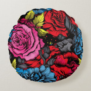 Coussins Ronds Oreiller rond floral Punk Bold Blooms