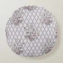 Oreiller rond floral vintage en bleu doux