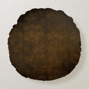 Coussins Ronds Oreiller rond imprimé imitation cuir brun patiné