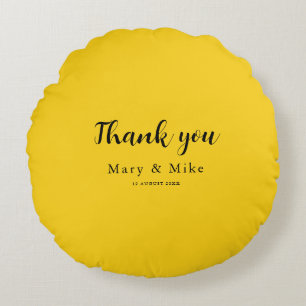 Coussins Ronds Oreiller rond jaune avec texte Merci