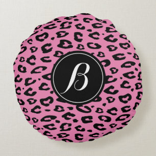 Coussins Ronds Oreiller rond jetable avec monogramme imprimé léop