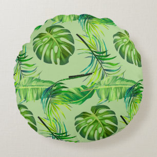 Coussins Ronds Oreiller Rond Jeté - Feuilles Tropicales