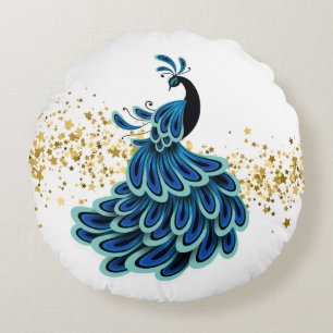 Coussins Ronds Oreiller Rond-Paon de Fête
