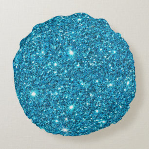 Coussins Ronds Oreiller rond Parties scintillant bleu clair