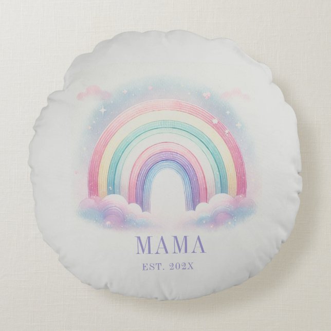 Coussins Ronds Oreiller Rond Pastel Personnalisé Arc-en-Ciel (Devant)