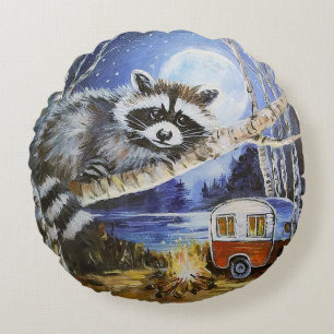 Coussins Ronds Oreiller rond Raccoon et Camper