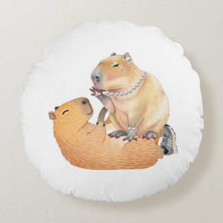Coussins Ronds Oreiller rond spécial Saint-Valentin capybara
