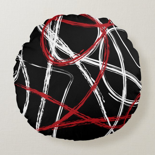 Coussins Ronds Oreiller rond SPIRAL ROUGE NOIR (Devant)