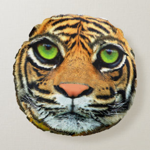 Coussins Ronds Oreiller rond visage de tigre sauvage