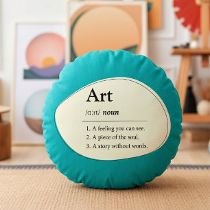 Coussins Ronds Oreiller sarcelle de style dictionnaire d'art pers