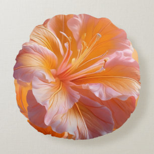 Coussins Ronds Oreiller vibrant floral d'hibiscus pêche