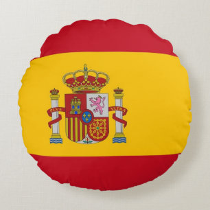 Coussins Ronds Oreillers à lancer rond avec drapeau d'Espagne