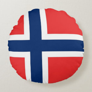 Coussins Ronds Oreillers à lancer rond avec le drapeau de la Norv