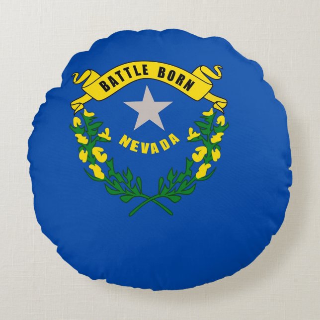 Coussins Ronds Oreillers à lancer rond avec le drapeau du Nevada, (Devant)