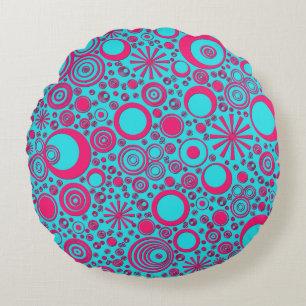 Coussins Ronds Oreillers ronds-roses-aqua
