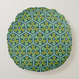 Coussins Ronds Oriental bleu jaune vert ottoman turc Hexagon