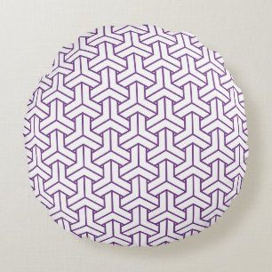Coussins Ronds Oriental violet blanc Ayame Japon Motif Bishamon