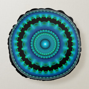 Coussins Ronds Ornement rond lumineux bleu