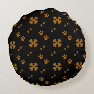 Coussins Ronds Os de chien croisés et empreintes de pattes