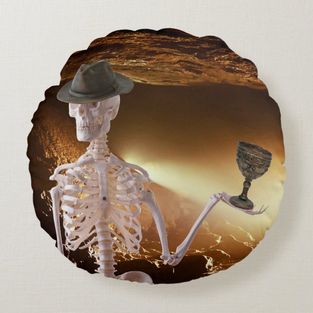Coussins Ronds Os "Indy" Halloween Squelette Jeu d'oreiller (Devant)