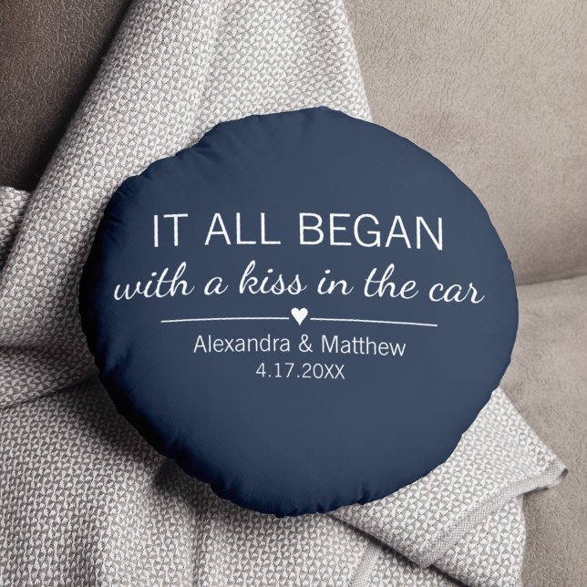 Coussins Ronds Où tout a commencé Couples de la Saint-Valentin Ro (Créateur téléchargé)