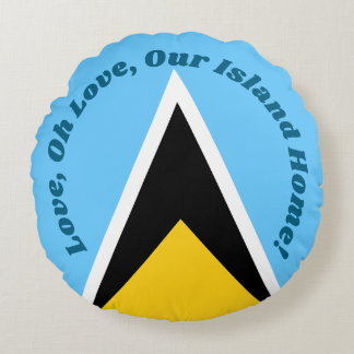 Coussins Ronds Our Island Home | Saint Lucia Flag Anthem Phrase