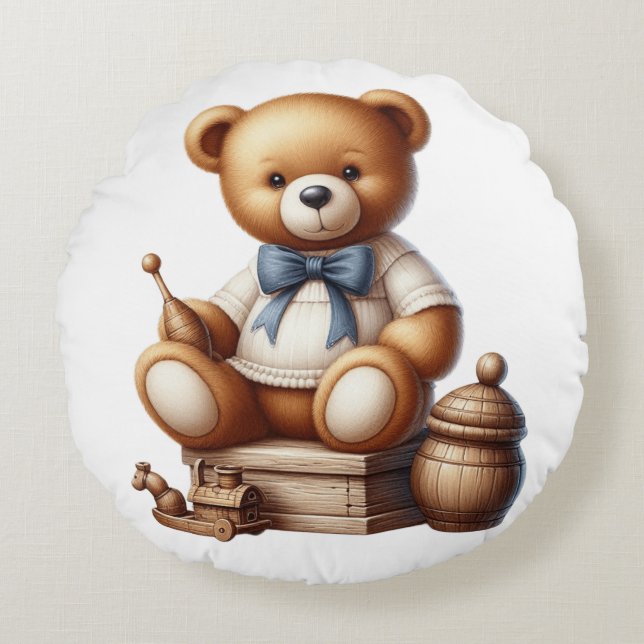 Coussins Ronds Ours en peluche (Devant)