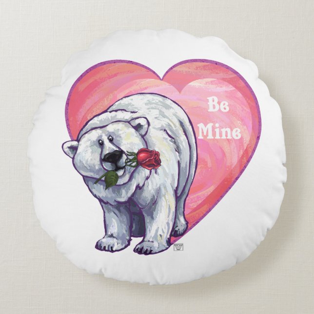 Coussins Ronds Ours polaire Saint Valentin (Devant)