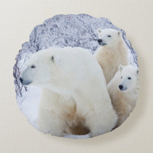 Coussins Ronds Ours polaires et deux oursons