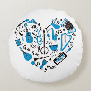 Coussins Ronds Outil de coeur Musicien