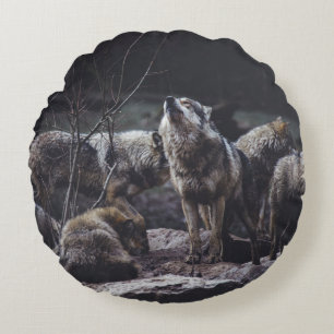 COUSSINS RONDS PACK DE LOUPS EN FORMATION ROCK