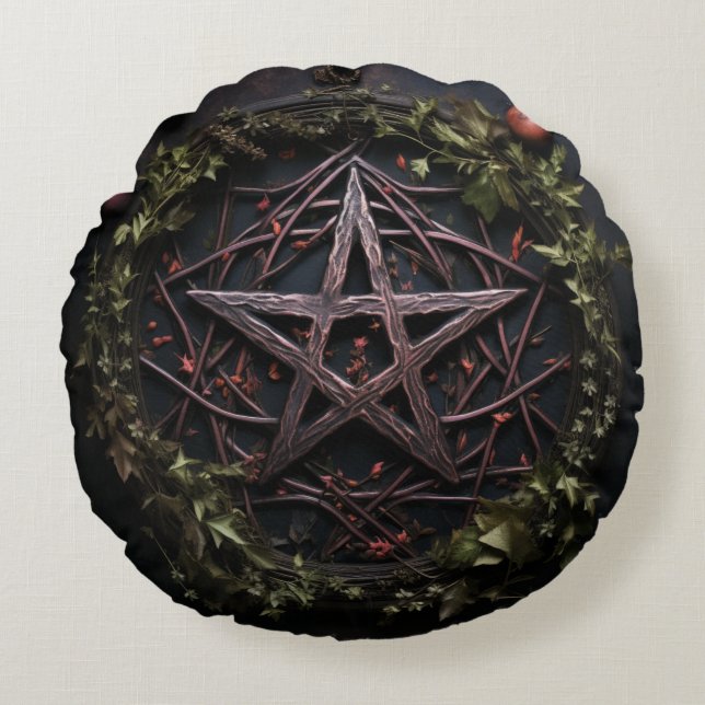 Coussins Ronds Pagan Pentagram (Devant)