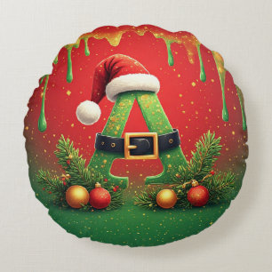 Coussins Ronds Paillettes dorées A pour Noël en famille