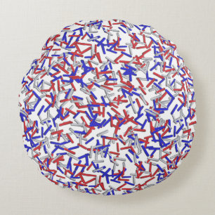 Coussins Ronds Paillettes Rouge Blanc Bleu Patriotiques