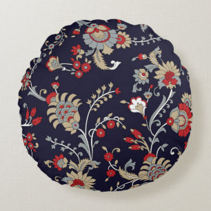 Coussins Ronds Paisley indien, arrière - plan de marine, traditio