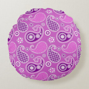 Coussins Ronds Paisley Motif, Lilac et Amethyst Purple