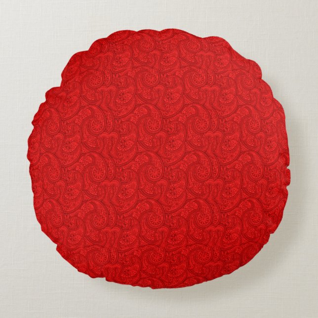 Coussins Ronds Paisley rouge (Devant)