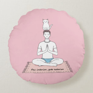Coussins Ronds Paix Intérieure, Chat Extérieur