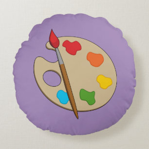 Coussins Ronds Palette Artiste avec pinceau