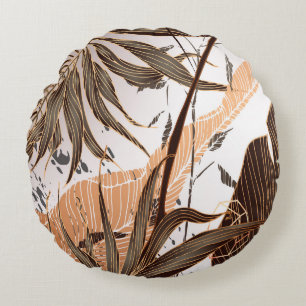 Coussins Ronds Palm Feuille Gold Marble Design