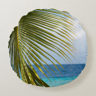 Coussins Ronds Palme de verre luxuriante Océan 1