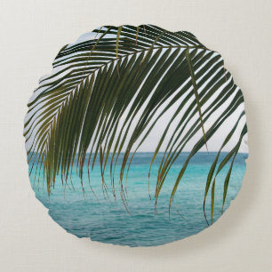 Coussins Ronds Palmier océanique de Sunrise des Caraïbes 1